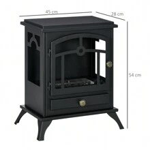 HOMCOM Chimenea de Bioetanol Estufa de Bioetanol de Pie con Tanque de 1,2 L Apagallamas de Acero Inoxidable Tiempo de Combustión 3H para Interiores 20-25 m² 45x28x54 cm Negro - Negro - Ver 6