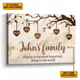 Catygift Niestandardowe imię - Serce z imieniem rodziny - Spersonalizowana, oprawiona w ramę, płótno, prezent dla rodziny, prezent, Walentynki, dekoracja walentynkowa, wielofunkcyjna, ozdobna, odporna na pleśń, wielokrotnego użytku, urocza, wysokiej jakości, słodka, kolorowa, nowoczesna, niestandardowa, spersonalizowana, wyjątkowa, idealne prezenty dla niego, idealne prezenty dla niej, dla niej, chłopaka, dziewczyny, taty, mamy, rodziny, przyjaciół, syna, córki, uczniów, jadalni, łazienki, salonu, sypialni, biura, herbaciarni, szkoły, domu, odświeżenia sypialni, urodzin, ukończenia szkoły, spersonalizowana sztuka ścienna, odświeżenie domu, wystrój biura, eleganckie życie