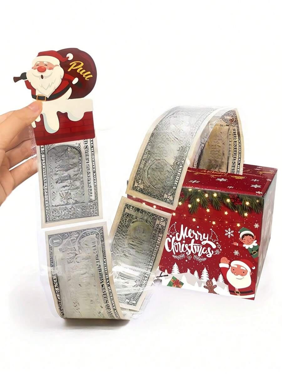 1 个圣诞快乐钱礼盒 - 圣诞纸钞惊喜盒 - 纸质现金礼盒，带有季节性装饰，适合朋友和家人、节日派对和新年礼物，无需电池，适合朋友、女朋友、妻子、姐妹的有趣惊喜现金收纳盒 | 完美的节日派对装饰 - 给所爱之人的有趣现金礼物 - 彩色 - 查看 1
