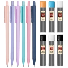 Ensemble de 12 crayons à papier mécaniques pastel : légers, rétractables avec des pointes de 0,5/0,7 mm pour l'art et l'écriture, poignée confortable pour la rentrée scolaire