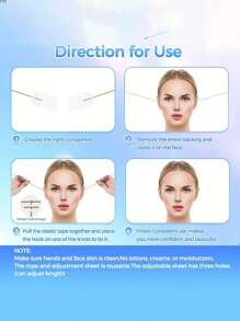 18pcs (Random Semicircle & Triangle Tapes) Invisible Face Lift Tape With 4 Adjustable Elastic Bands, Instant Skin Tightening For Neck, Jawline & Double Chin, Reusable & Fragrance-Free - Clear - View 4