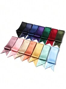 Satin hẹp dài khăn quàng cổ mỏng ruy băng băng đô buộc tóc cổ tay trang trí khăn quàng cổ thắt lưng cho phụ nữ - A - Xem 4