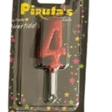 Vela de Aniversário Número Glitter com palito - Vermelho - Vermelho - Visão 7