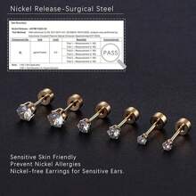 30pcs Small Hypoallergenic Flat Back Earrings, 14K Gold Plated Surgical Stainless Steel Earring Set, Unisex Screw Back Cartilage Earrings