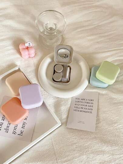 XIANG YU 1/3pcS Contact Lens Case With Cleaner Washer, Travel Size Cute Colored Contact Lenses Applicator Removal Tool Kit With Solution Bottle For Daily Outdoor