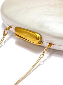 1 pieza Bolso de noche de mujer de acrílico con estampado de mármol blanco de perlas falsas, bolso bandolera con cadena dorada desmontable para bodas, fiestas, vacaciones, regalo perfecto para fiestas, bodas, cenas/banquetes, que combina con vestidos de fiesta, vestidos de noche y vestidos de lentejuelas.