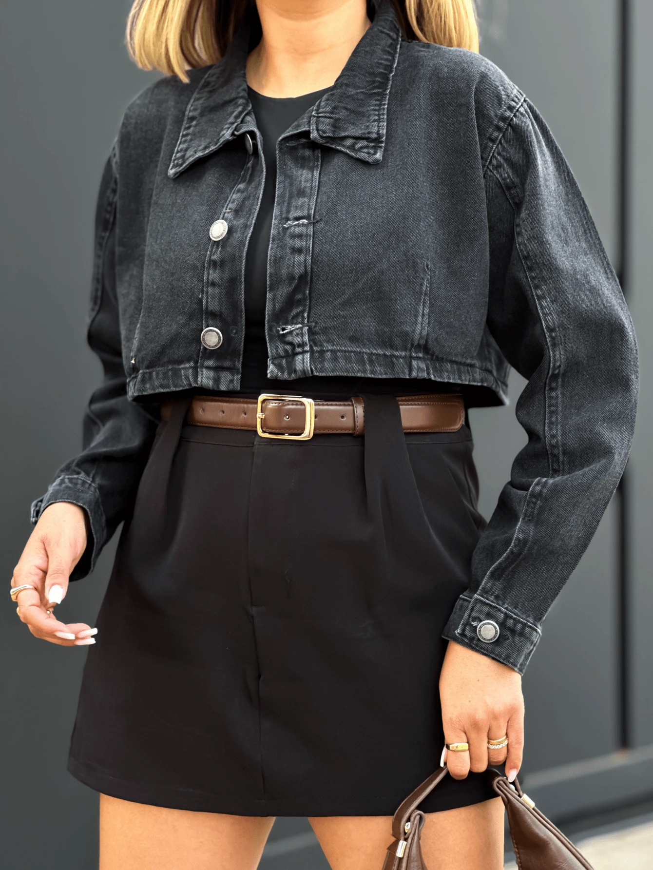 The Lemon 8297 Women's Denim Jacket Coat Blouse Coat Women's Bags Long Sleeve 8297 - màu đen - Xem 1