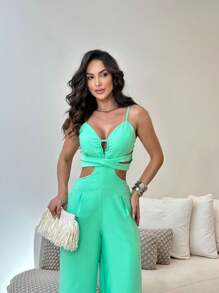 Elegant Tailored Jumpsuit (0053) - màu xanh lá - Xem 1
