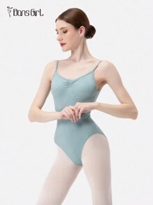 DonsGirl 1 Piece Women's Ballet Leotard, Adjustable Shoulder Straps, Slim Waist Design For Dance& Gymnastics Performance Training Outfit - 霧霾藍 - 查看 1