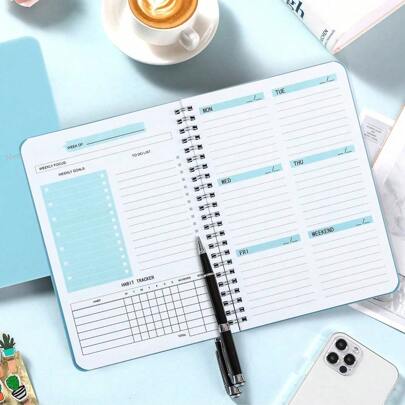 Trees 无日期周计划笔记本，每日日程安排，螺旋装订，目标设定，习惯追踪，女性返校必备