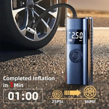 轮胎充气机便携式空气压缩机，150 PSI 无绳快速充气泵，适用于汽车轮胎，10 秒充满电，带 LED 灯的快速充气小型轮胎泵，适用于汽车自行车电动球 - 彩色 - 查看 2