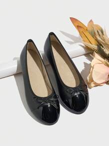 Elegant Bowknot Flat Shoes, Round Toe, Colorblock, Soft & Breathable Sole, Comfy, Versatile Casual Wear For Women, Mothers And Grandmothers