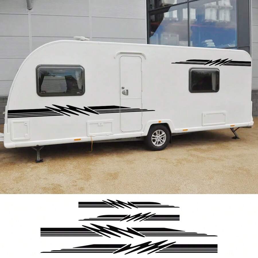 4PCS Auto RV Caravan Side Door Body Stripe Graphic Stickers Reflective Fashion DIY Vinyl Film Decor Decals Decoration Auto Exterior Tuning Accessories - one-size - View 1
