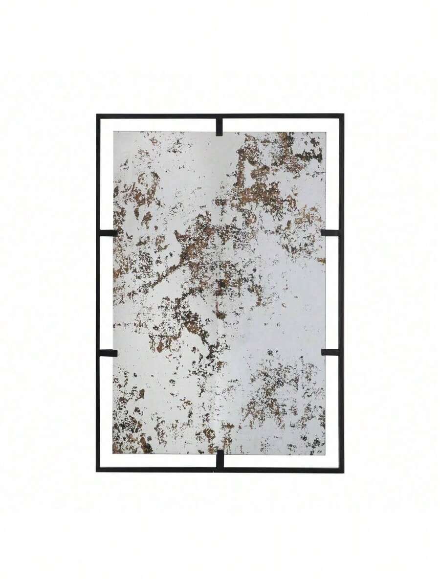 32" X 22" Rectangle Antiqued Wall Mirror Wall Mirror With Black Metal Frame, Home Wall Decor, Bedroom Living Room Entryway Wall Accent - 黑色+鐵色 - 查看 1