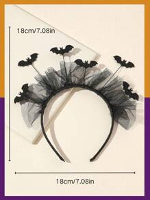 1 pieza Diadema de maya con murciélago estilo gótico para Halloween, tocado de disfraz de fiesta, diadema de Halloween - Negro - Ver 5