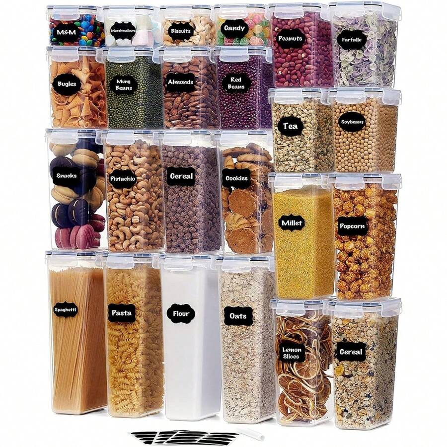 24pcs Airtight Food Storage Containers With Universal Lids, Plastic