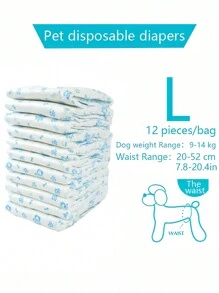 Leak-Proof Dog Diapers, Super Absorbent, Disposable (Similar To Diapers/Pads/Sanitary Napkins/Physiological Pants), 10pcs/Pack For Female Dogs, 12pcs/Pack For Male Dogs, Essential Supplies For Cleaning Up After Both Male And Female Dogs