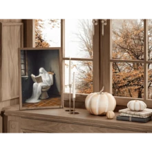 Ghost On Toilet Canvas Wall Art Unique Bathroom Decor Ghost In Bathroom Print, Vintage Poster, Art Poster Print, Halloween Decoration - 16x24inch - View 3