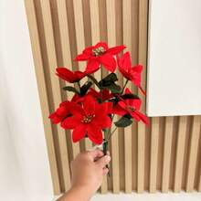 1/3/5 Pcs Christmas Parrot Beak Artificial Flower Bouquet With 5/7 Flowers For Christmas Decoration And Arrangements - 7 bông hoa 35CM - Xem 4