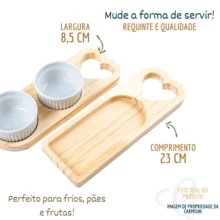 Carmisini Petisqueira Madeira com Ramequin para Molho Patê Mesa Posta