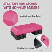 Adjustable Exercise Aerobic Step Platform,Fitness Stepper,With Stackable Risers,For Home Gym Exercise Fitness Workout - Size trung bình (Hồng) - Xem 4