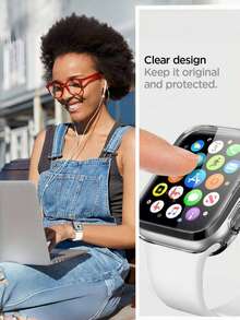 2 件装透明边框保护壳，兼容 Series 10/9/SE/8/7/6/5/4（40mm/41mm/44mm/45mm/42mm/46mm）。全包式透明保护壳，TPU 高清超薄外壳，高灵敏度软质高清屏幕保护膜，全方位防摔。 - 無色 - 查看 3