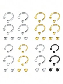 CIZME 8PCS Internally Threaded Septum Ring Silver Black Gold Septum Rings 16G Septum Piercing Stainless Steel Septum Jewelry Septum Nose Rings 16 Gauge Small Septum Ring Horseshoe With Replacement Balls - Multicolor - View 6