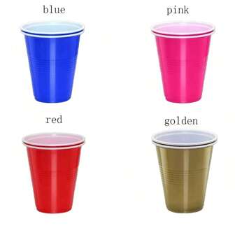 16 Oz Reusable Plastic Cups, Dual-Color, For Party, Soda, BBQ, Picnics