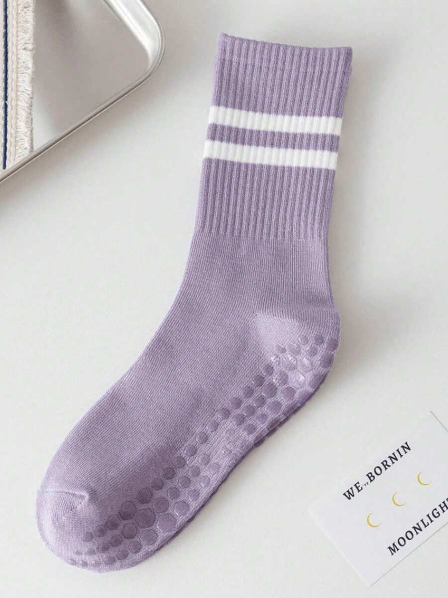 1 คู่ถุงเท้าผู้หญิงกันลื่น เหมาะสำหรับโยคะ พิลาทีส ฟิตเนส ยิมนาสติก ถุง