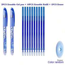 1set 25pcs Blue Friction Erasable Rollerball Pen Refills Back To School - Blue - View 14