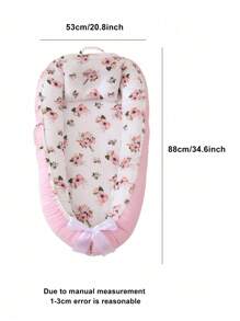 1 pièce de nid douillet pour bébé avec motif floral, avec oreiller, pour lit de nouveau-né, pliable, lavable, portable, berceau d'amour pour la Saint-Valentin