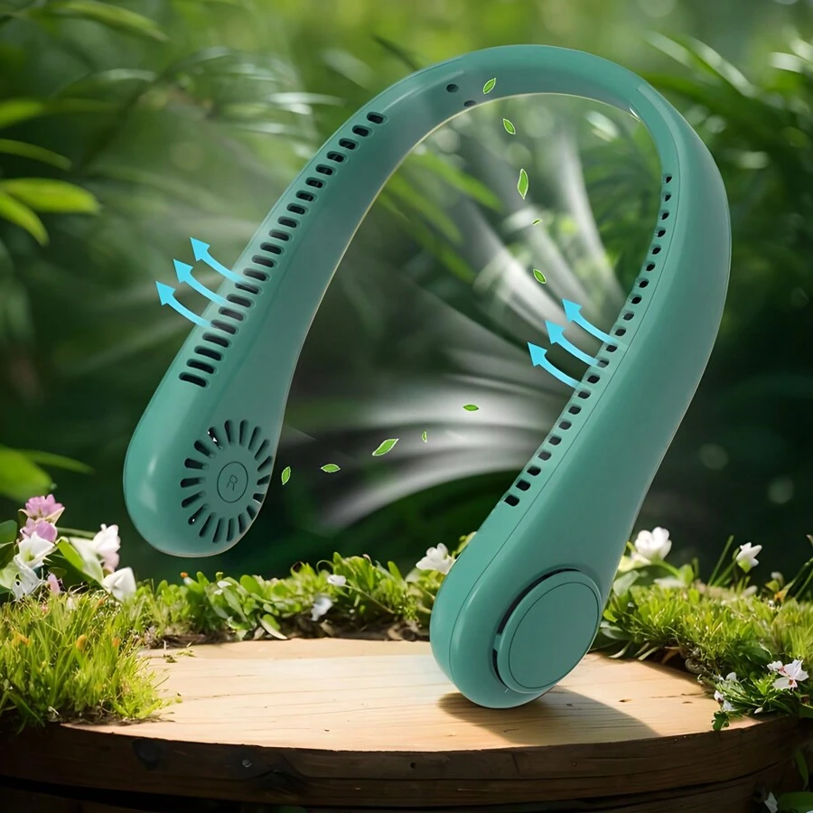 Ventilador Cuello Portátil Silencioso Usb Recargable Nuevo,Ventilador personal de 3 velocidades ajustable, ventilador de cuello colgante, modelo de ajuste de silicona, se puede utilizar para la oficina/viaje/acampar,Ventilador de Cuello, Ventilador Portátil con 3 Velocidades de Viento, Ventilador de cuello colgante con Batería Recargable de 2400 mAh Ventilador Ideal para Hogar,Oficina,Fitness - Verde militar - Ver 1