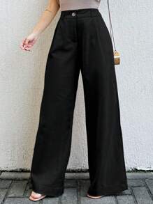 SHEIN LULU RUN EMILI WHITE LONG LINEN PANTS CHRISTMAS NEW YEAR - tối tăm - Xem 1