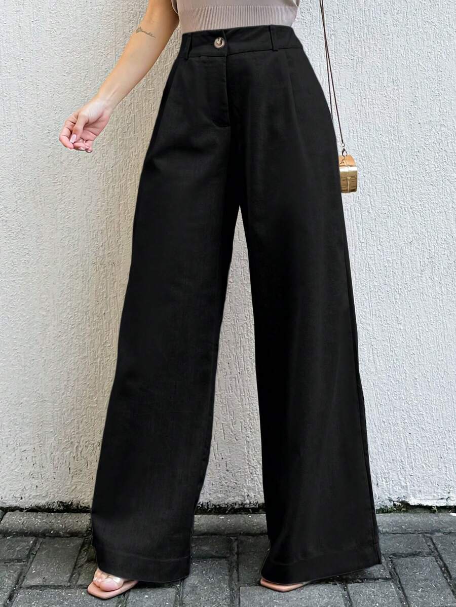 SHEIN LULU RUN EMILI WHITE LONG LINEN PANTS CHRISTMAS NEW YEAR - tối tăm - Xem 1