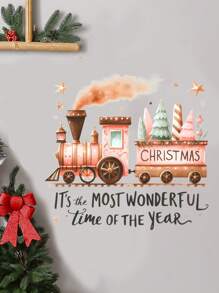 Happy Christmas Cartoon Santa Snowman Reindeer Wall Stickers Glass Window Stickers PVC Wall Clings Decals Home Showcase Decoration Wall Decals