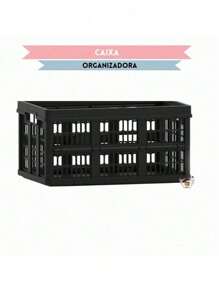 Caixa Plástica Dobrável  Desmontável Empilhável Prática Organizadora Cesto 45 Litros Grande 38 x 54 x 27 Suporta Até 30 kilos