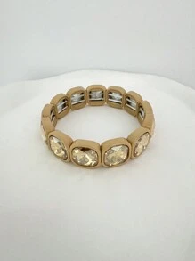 1 pieza Brazalete elástico decorado con cristal cúbico de colores de moda para hombre y mujer - pulsera elástica cuadrada - Ver 11