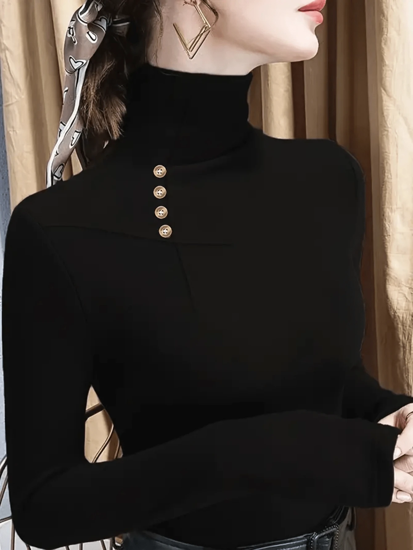 Neue Damen Doppellagiges Fleece Rollkragen Unterhemd für Herbst/Winter, warm und vielseitig einsetzbar