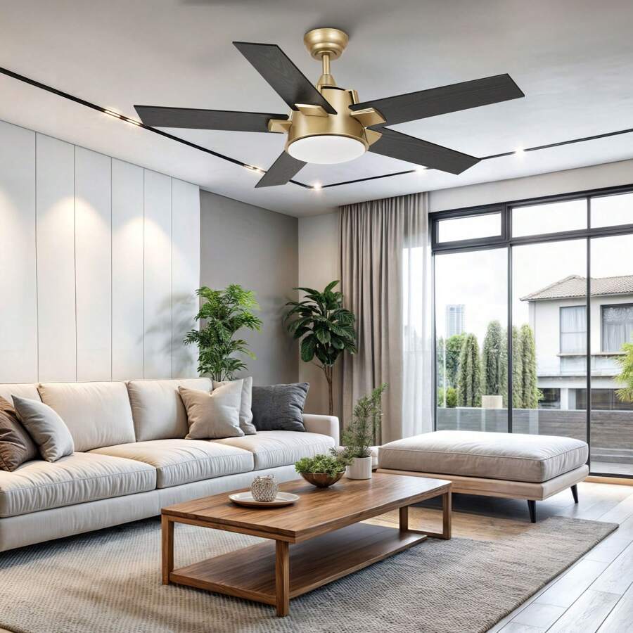 52'' Ceiling Fan With Light And Wall Switch Remote Modern Fan