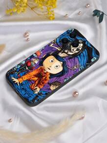 1 Stück einzigartiges Handy-Hülle mit schaurigem Mädchenmuster, ideal als Geschenk zu Thanksgiving, Halloween für Freunde, Familie, Paar, schwarze matte weiche Schutzhülle - Schwarz - Übersicht 3