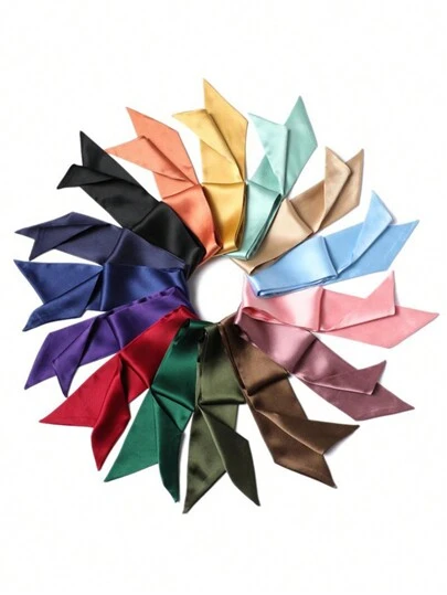Pañuelo largo y angosto de satén, cinta para el cabello, cuerda para la muñeca, adorno para el cuello, cinta para la cintura para mujeres