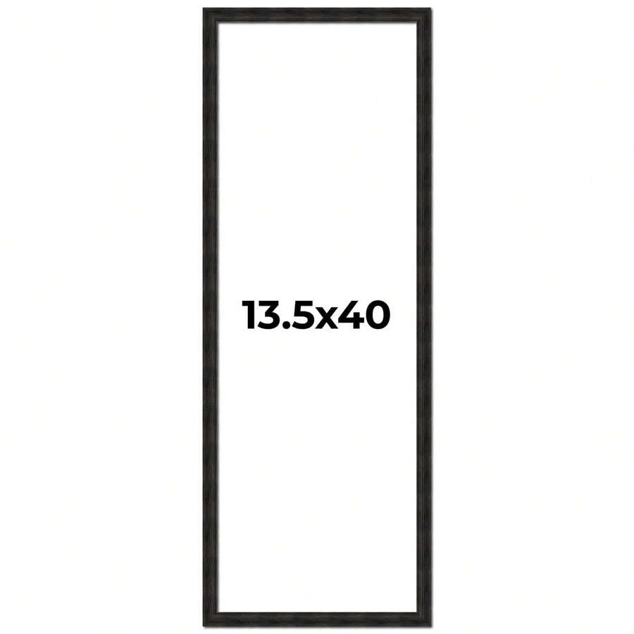 Custompictureframes.Com Marco para fotos de madera de granero delgado de 13.5x40 con acabados en gris y negro y lámina de acrílico UV - Negro - Ver 1