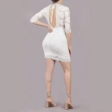 Vestido blanco de encaje - Blanco - Ver 3