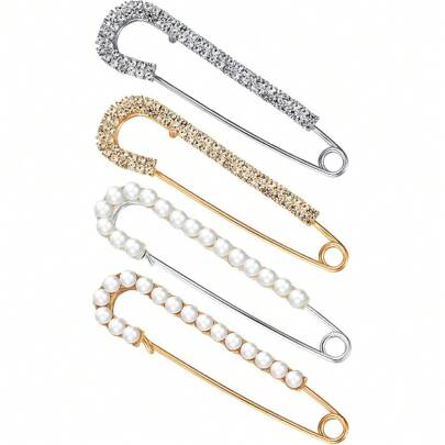 Spille da donna, fermagli per maglioni e scialli, spille con cristalli e perle finte, fermagli per abiti e camicie, colori oro e argento