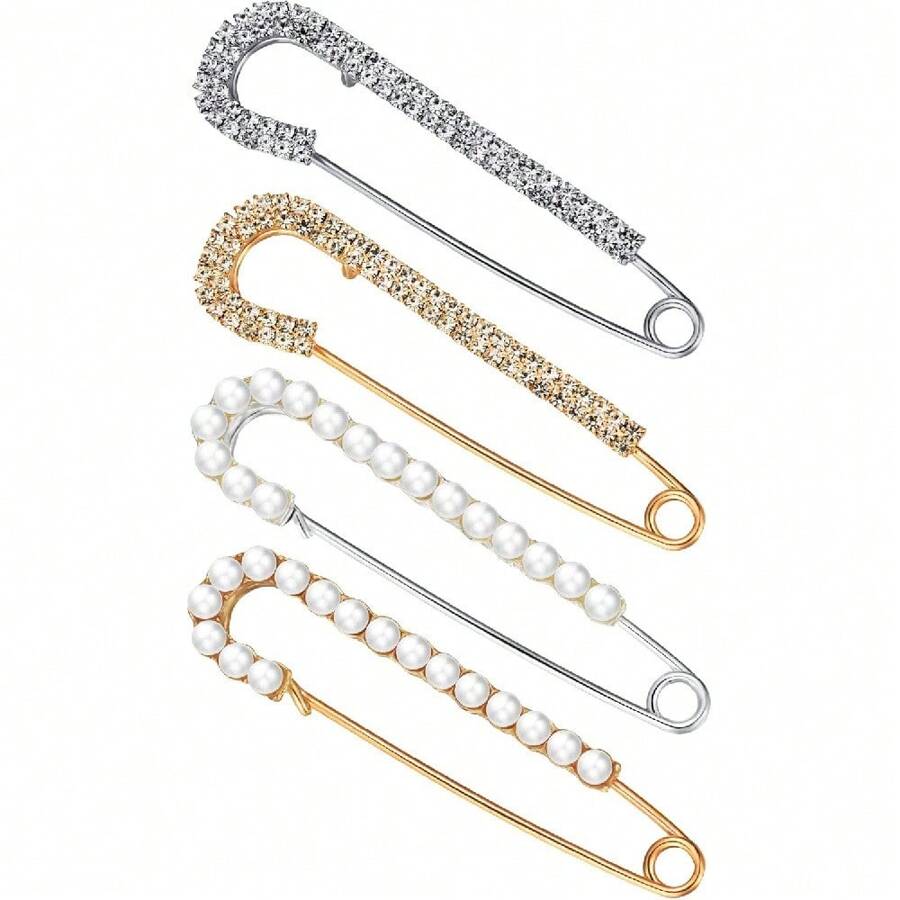 Spille da donna, fermagli per maglioni e scialli, spille con cristalli e perle finte, fermagli per abiti e camicie, colori oro e argento