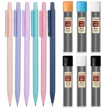 Ensemble de 12 crayons à papier mécaniques pastel : légers, rétractables avec des pointes de 0,5/0,7 mm pour l'art et l'écriture, poignée confortable pour la rentrée scolaire
