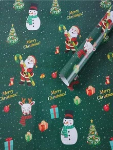 3pcs/Set Christmas Gift Wrapping Paper, Thick Coated Paper, In Stock, Wholesale, Christmas Tree & Reindeer Design,Christmas - Multicolor - View 9