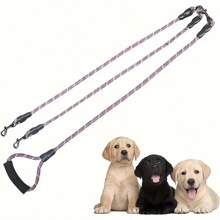 Dual Dog Leash With Wave Pattern - Detachable,Free Nylon Lead For Walking Two Dogs