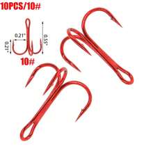 Fishing Treble Hooks Kit, Red And Black Treble Hooks Sharp Round Bend High Carbon Steel Fishing Hooks Strong Barbed Hooks With Stainless Steel Split Rings, For Lures Baits Fishing Hook Set 2# 4# 6# 8# 10# For Freshwater Saltwater