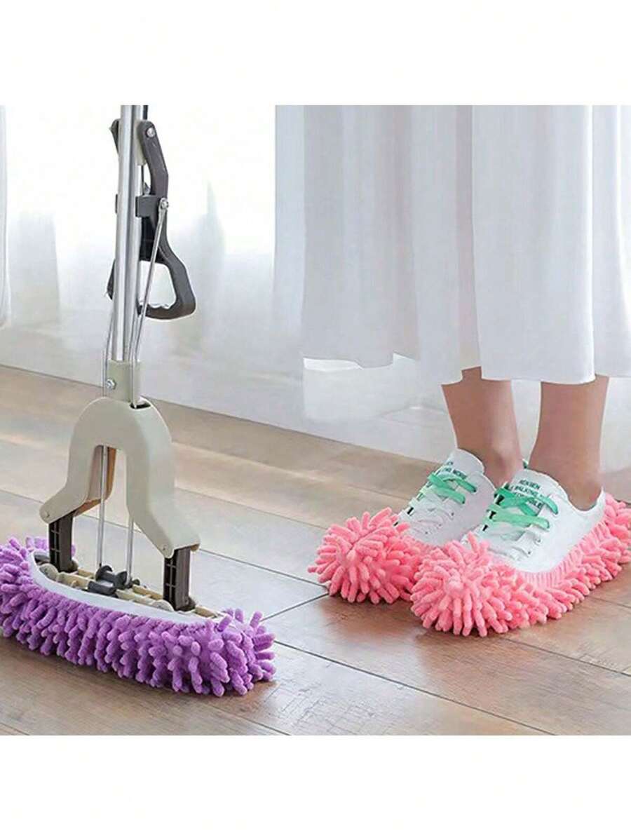 2 piezas/1 pieza Zapatillas mopa holgadas, limpieza de piso de chenilla, antideslizante, resistente al desgaste, resistente a las manchas, zapatillas mopa desmontables y lavables, también se pueden usar con trapeadores, adecuadas para el hogar, dormitorio, oficina, estudio (color morado 1 pieza), accesorios de zapatos y botas - Multicolor - Ver 1